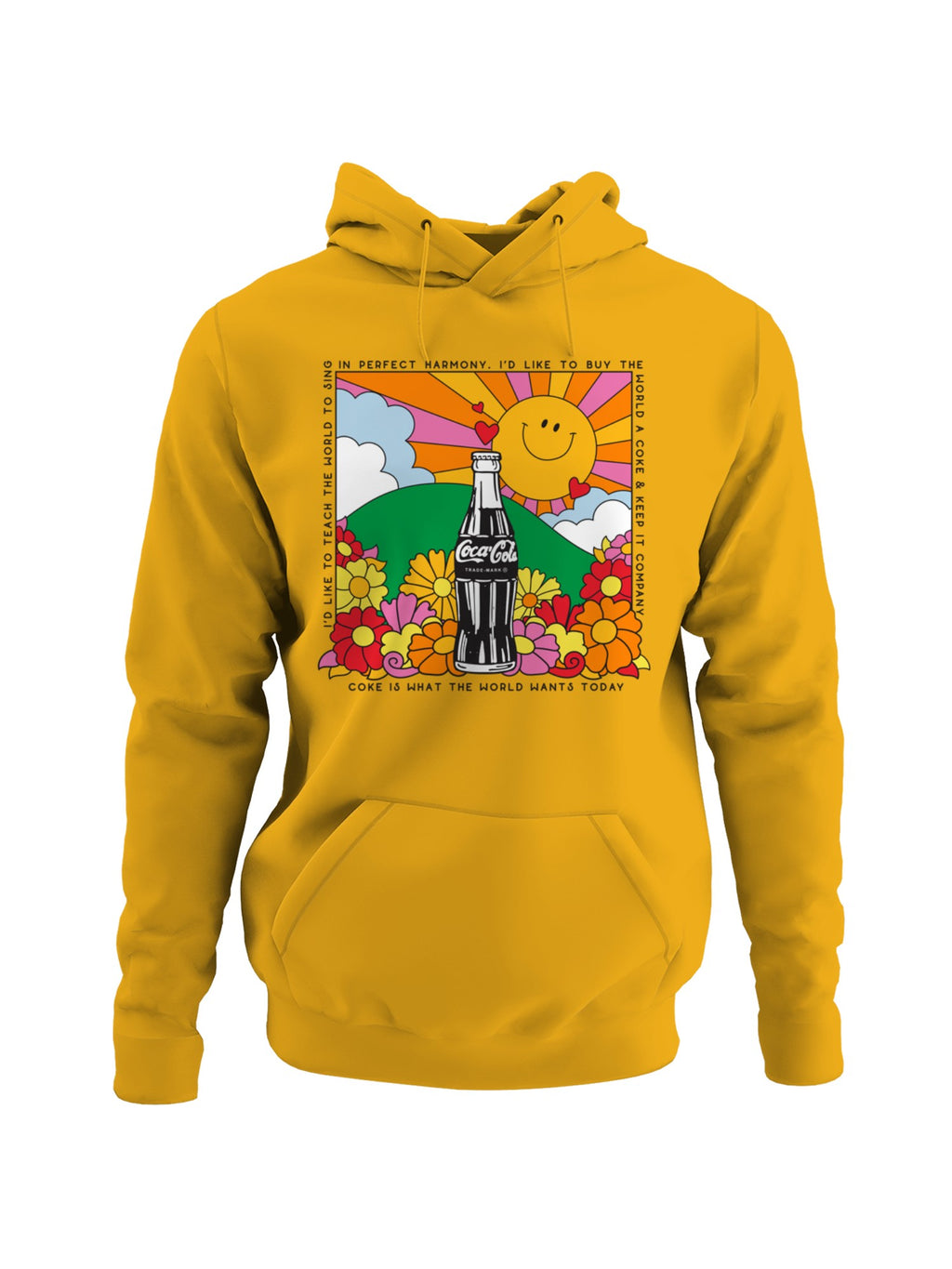 Officially Licensed Coca Cola Harmony Smiley Sun & Coca-Cola Men's Hoodie