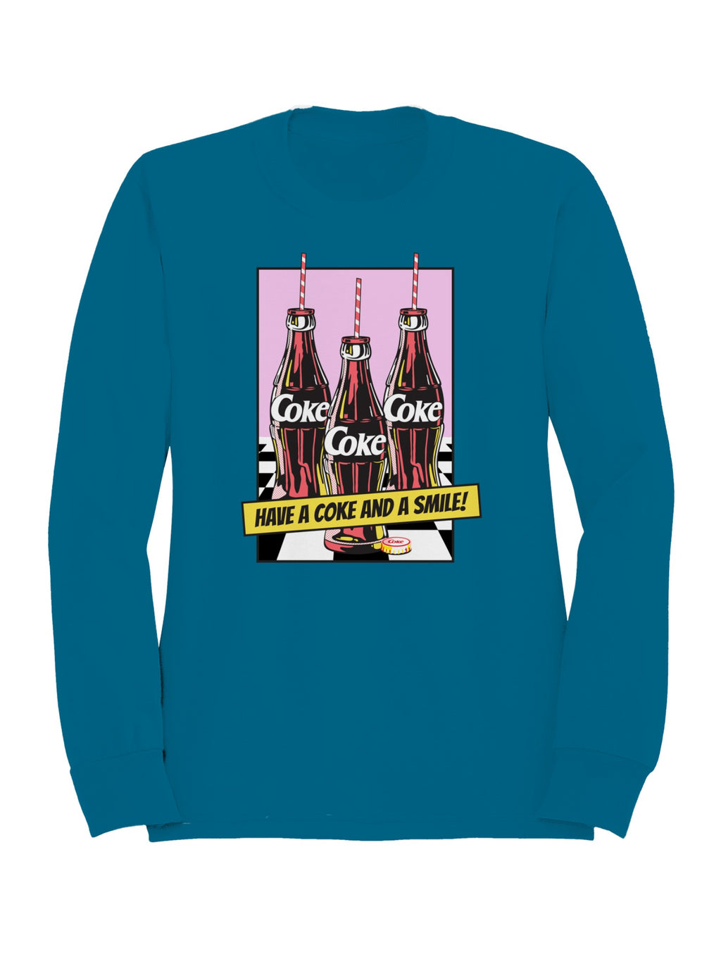 Officially Licensed Coca Cola Retro Coke Bottles with Straws Men's Sweatshirt