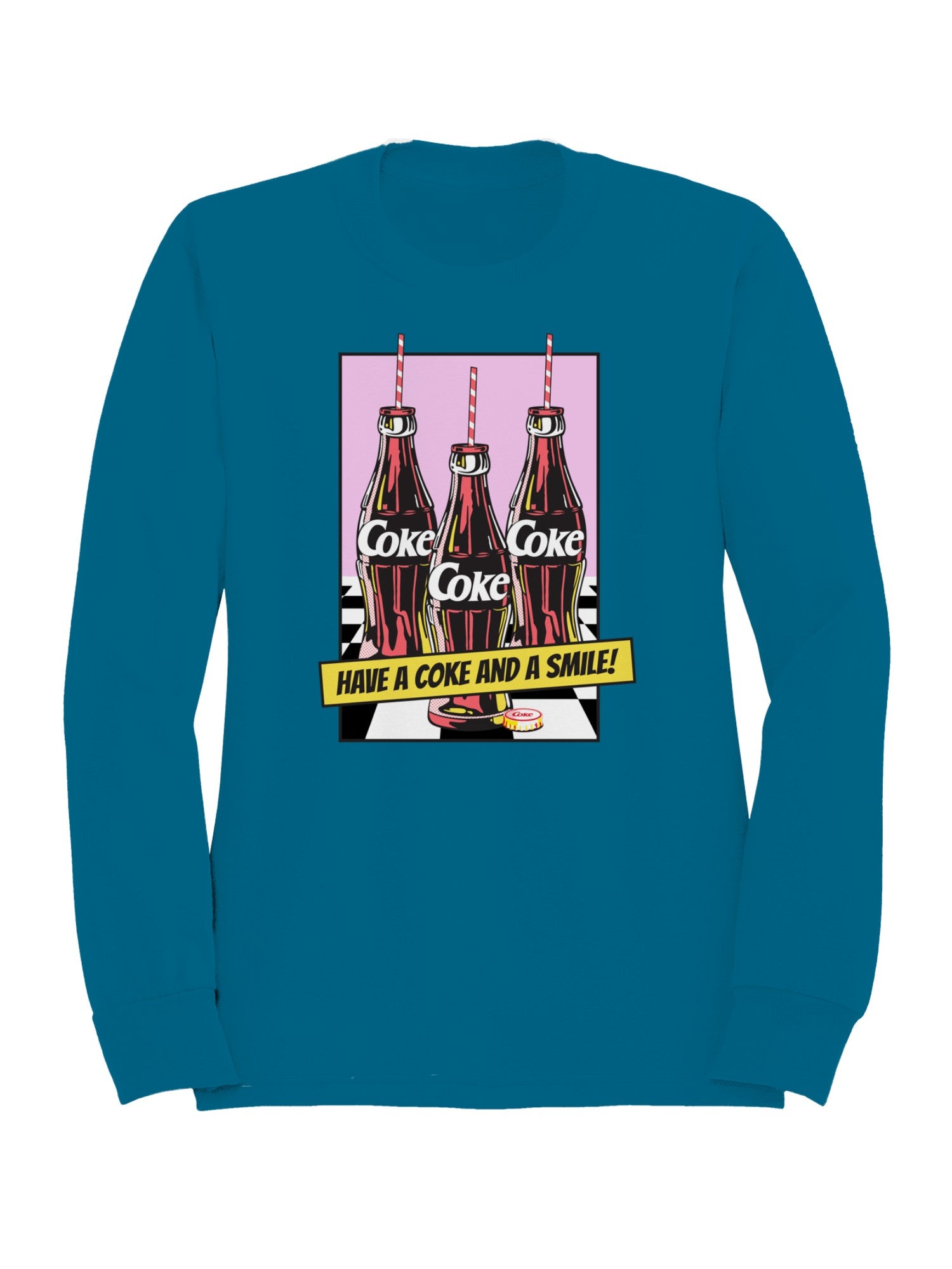 Officially Licensed Coca Cola Retro Coke Bottles with Straws Men's Sweatshirt