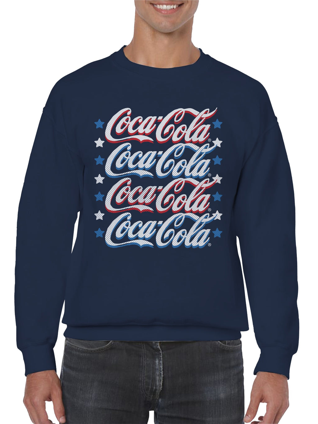 Officially Licensed Coca Cola Coca-Cola Patriotic Stars Design Men's Sweatshirt