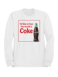 Officially Licensed Coca Cola I'd Like to Buy the World a Coke Men's Sweatshirt