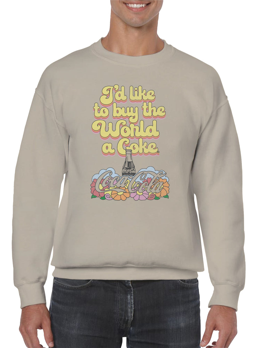 Officially Licensed Coca Cola World Coke Buy Vintage Design Men's Sweatshirt
