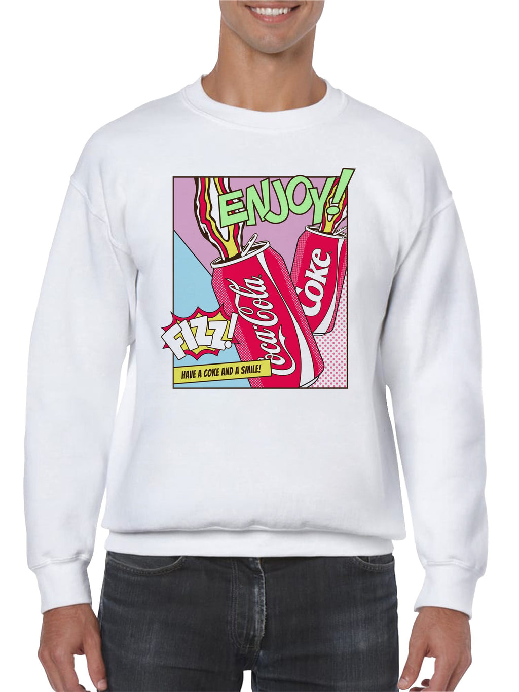 Officially Licensed Coca Cola Enjoy Coke Pop Art Fizz Design Men's Sweatshirt