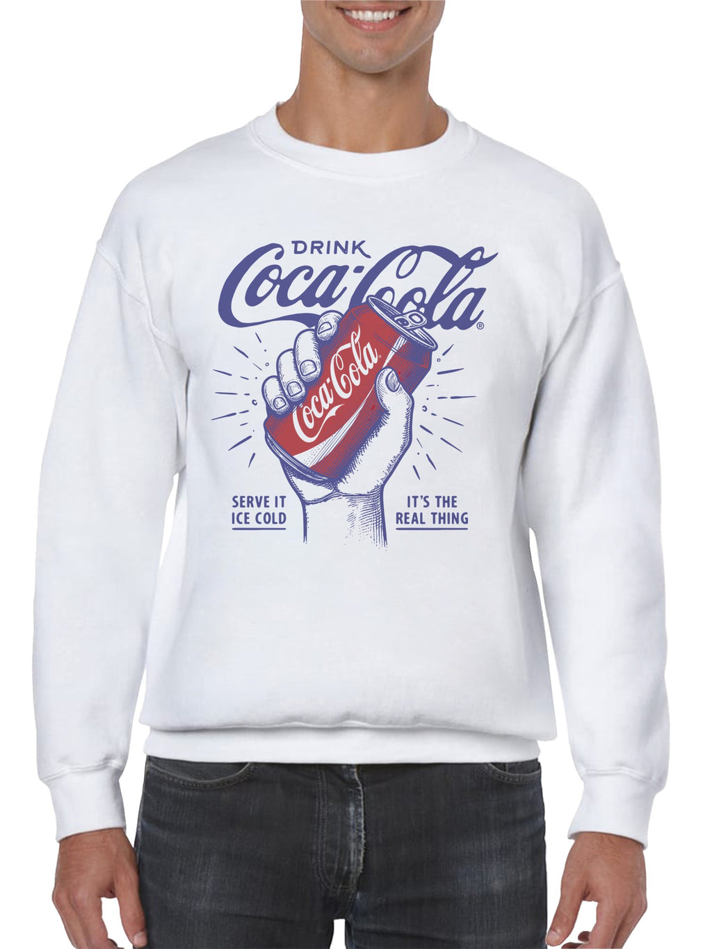 Officially Licensed Coca Cola Classic Coca-Cola Can Design Art Men's Sweatshirt