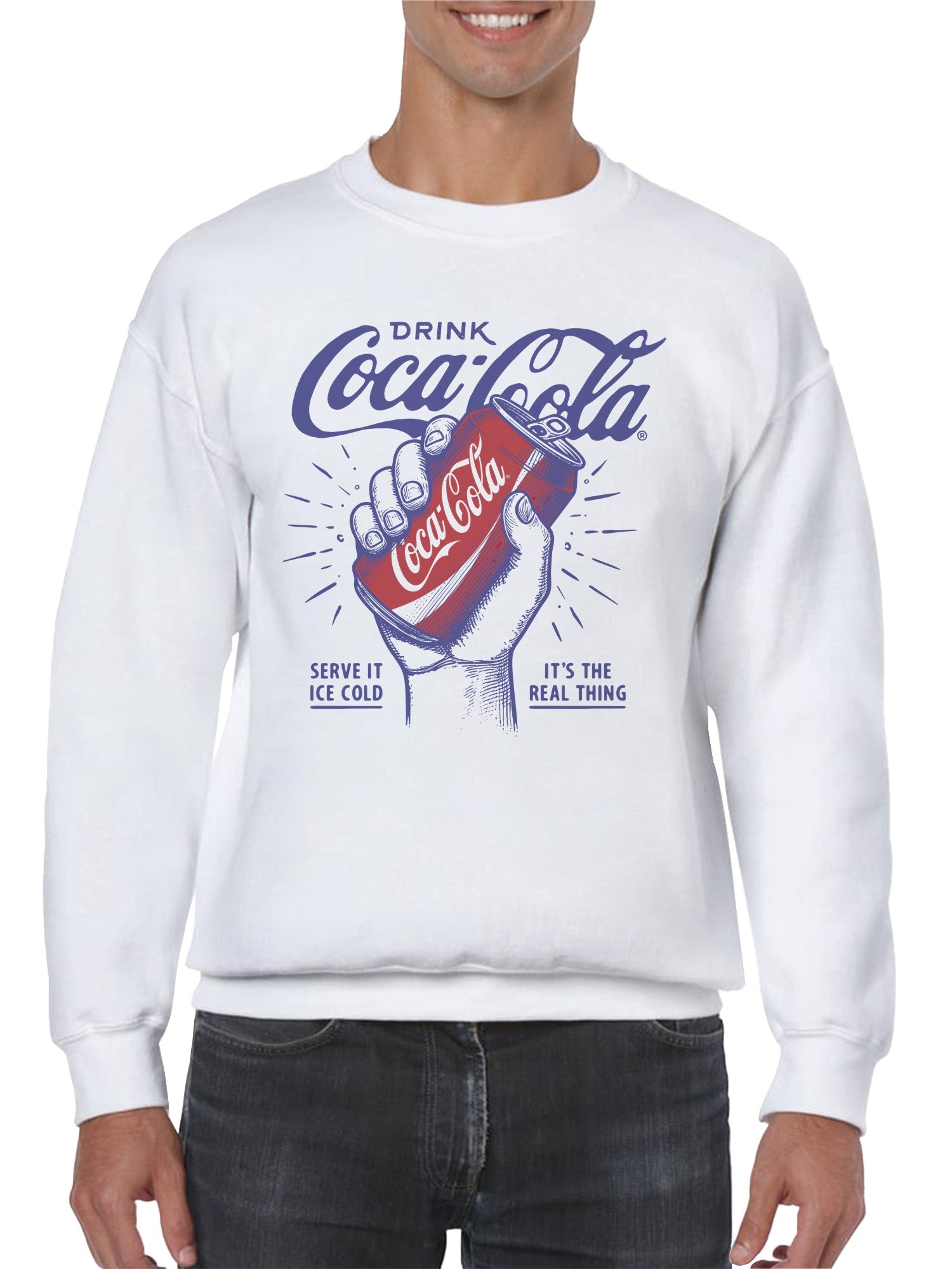 Officially Licensed Coca Cola Classic Coca-Cola Can Design Art Men's Sweatshirt