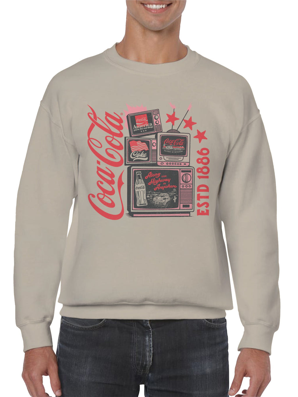 Officially Licensed Coca Cola Coca-Cola Retro Americana Design Men's Sweatshirt