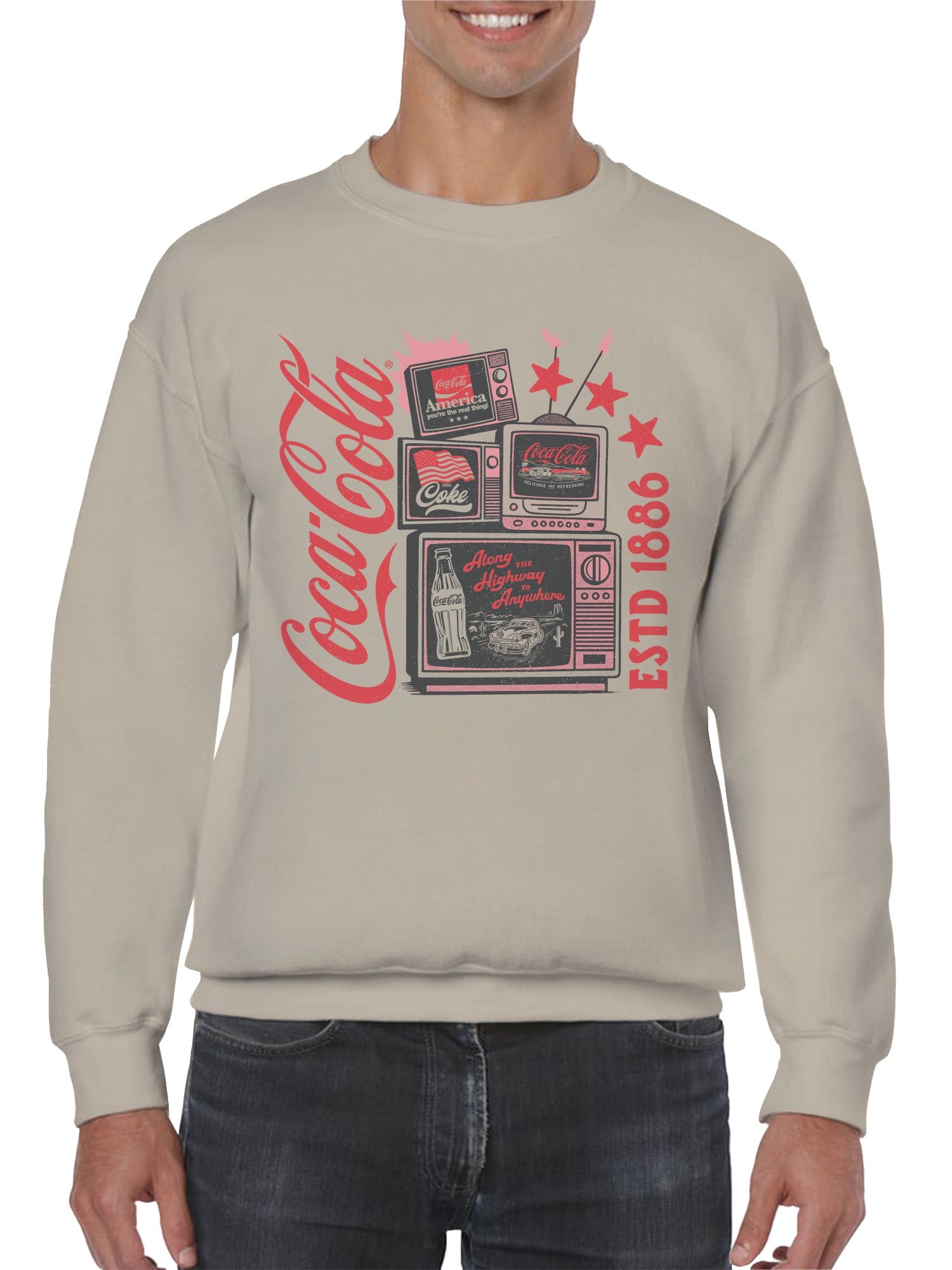 Officially Licensed Coca Cola Coca-Cola Retro Americana Design Men's Sweatshirt