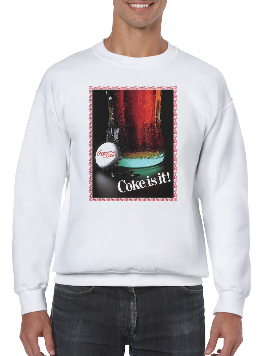 Officially Licensed Coca Cola Coke is It! Retro Graphic Design Men's Sweatshirt