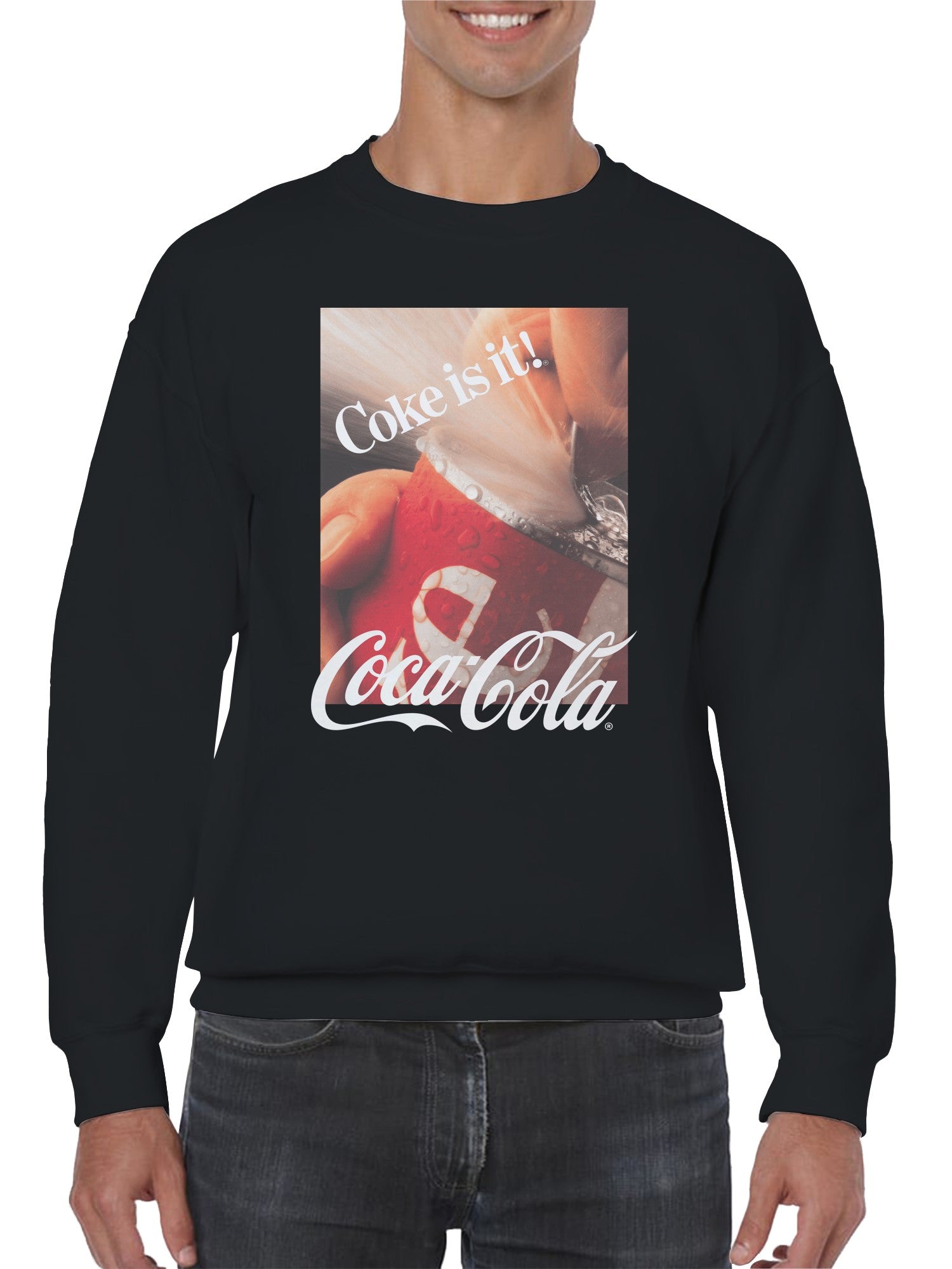 Officially Licensed Coca Cola Coke Is It! Vintage Can Splash Men's Sweatshirt