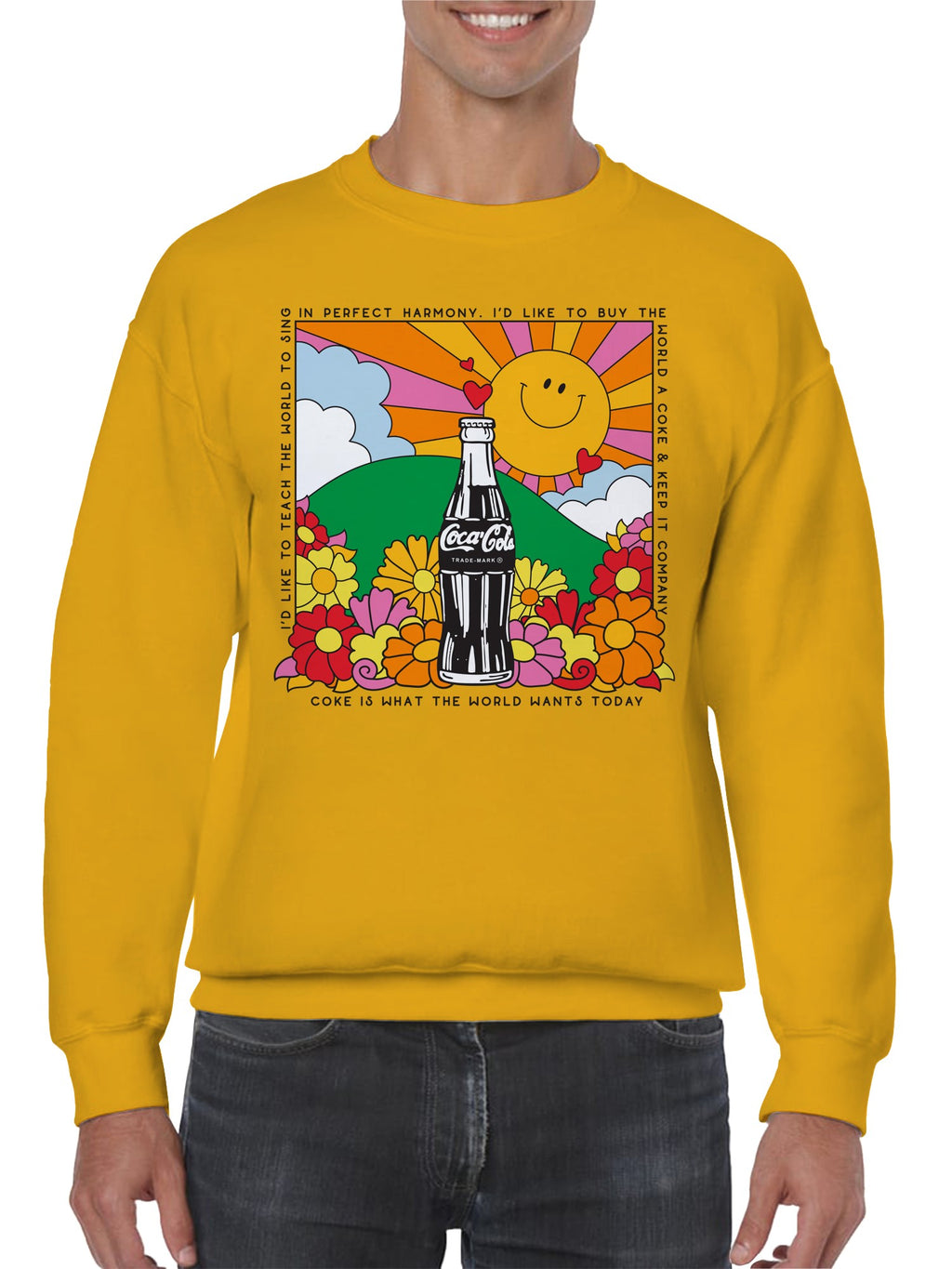 Officially Licensed Coca Cola Harmony Smiley Sun & Coca-Cola Men's Sweatshirt