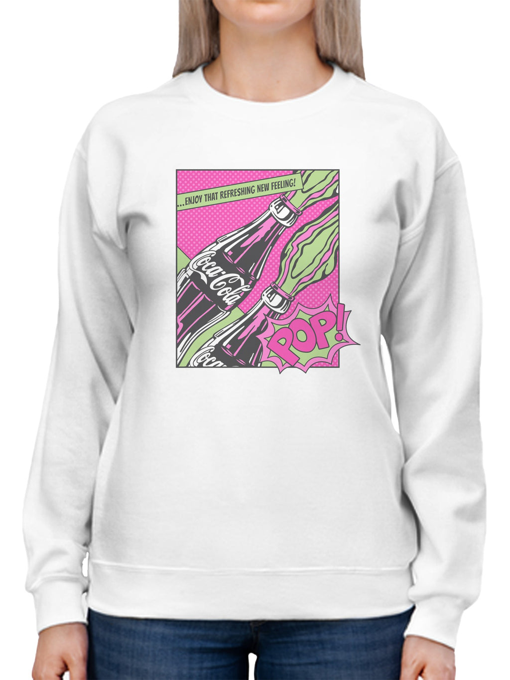 Officially Licensed Coca Cola Retro Pop Art Refreshment Design Women's Sweatshirt
