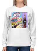 Officially Licensed Coca Cola Retro Pop Art Coke Design Women's Sweatshirt