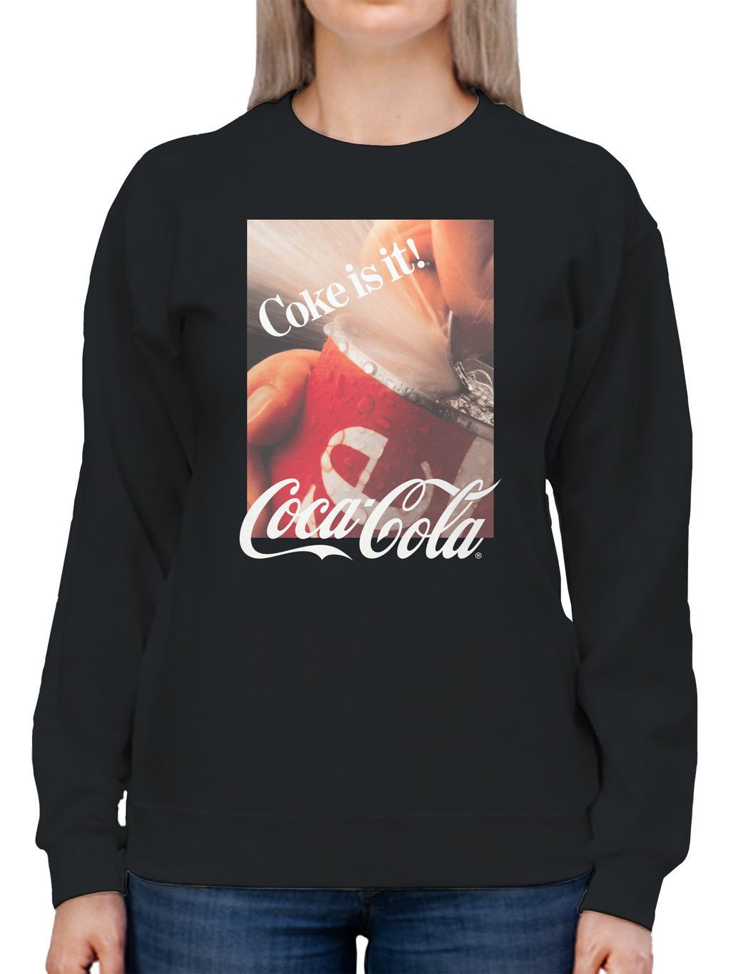 Officially Licensed Coca Cola Coke Is It! Vintage Can Splash Women's Sweatshirt