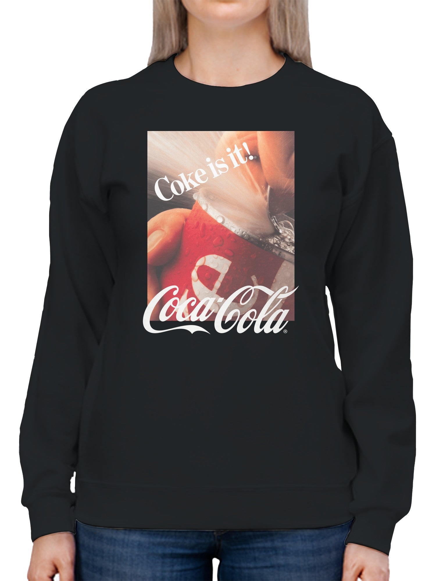 Officially Licensed Coca Cola Coke Is It! Vintage Can Splash Women's Sweatshirt