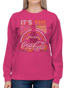 Officially Licensed Coca Cola Retro Coca-Cola Real Thing Art Women's Sweatshirt