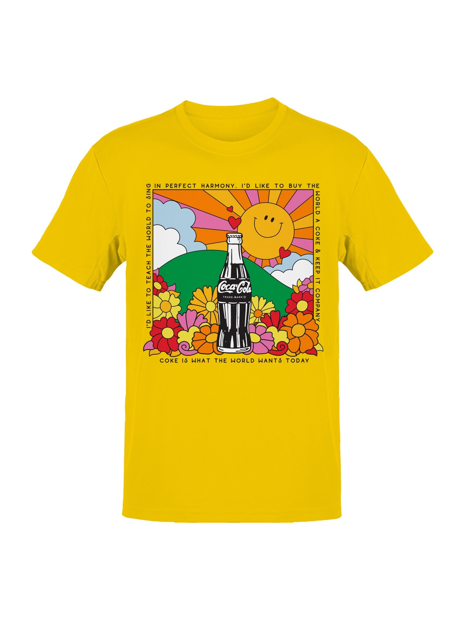 Officially Licensed Coca Cola Harmony Smiley Sun & Coca-Cola Men's T-shirt