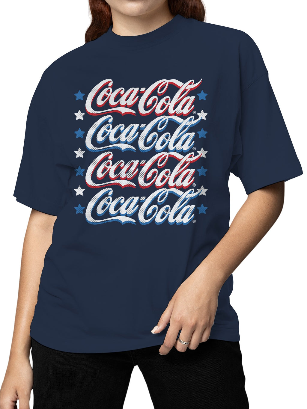 Officially Licensed Coca Cola Coca-Cola Patriotic Stars Design Women's T-shirt