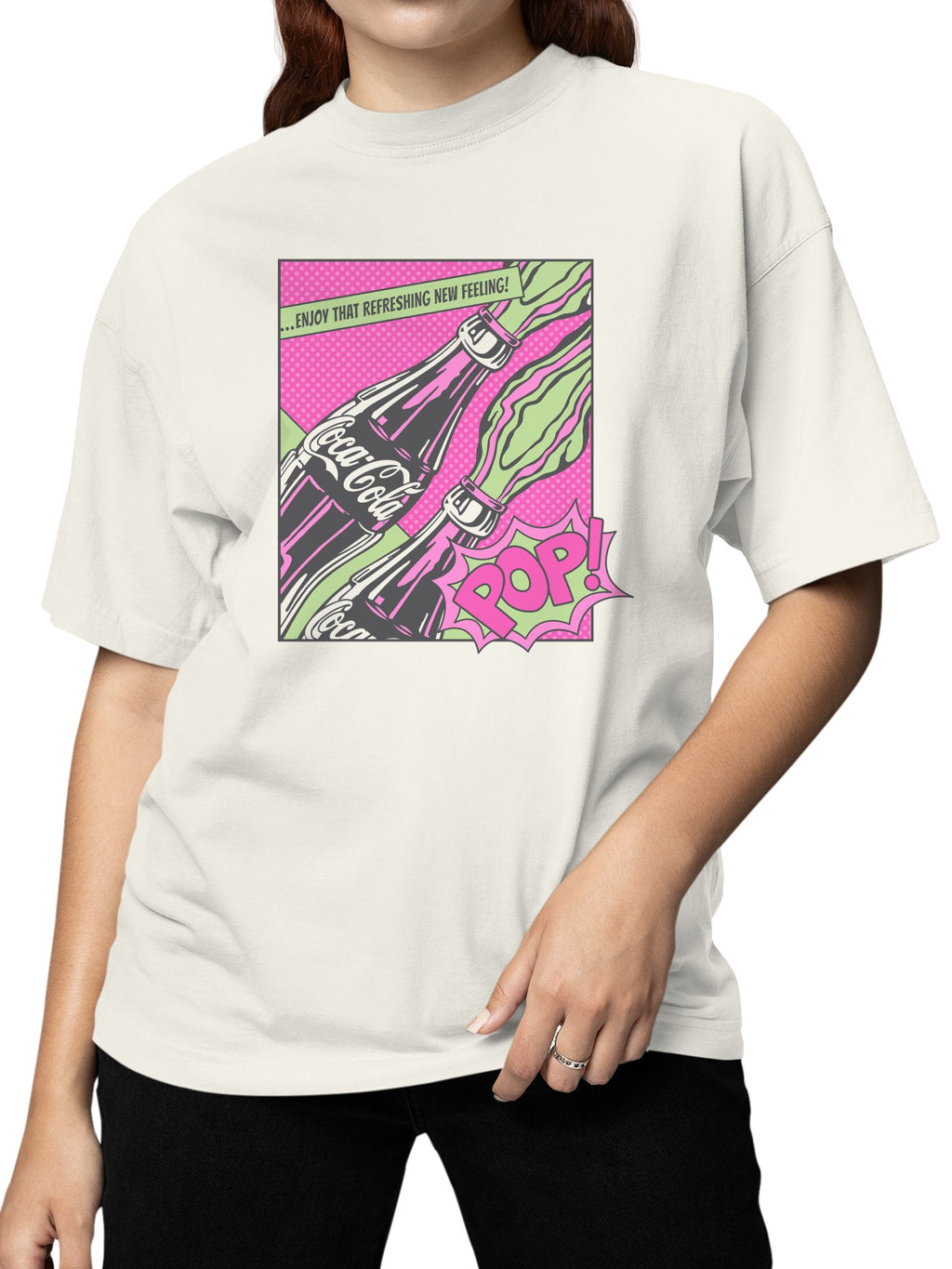 Officially Licensed Coca Cola Retro Pop Art Refreshment Design Women's T-shirt