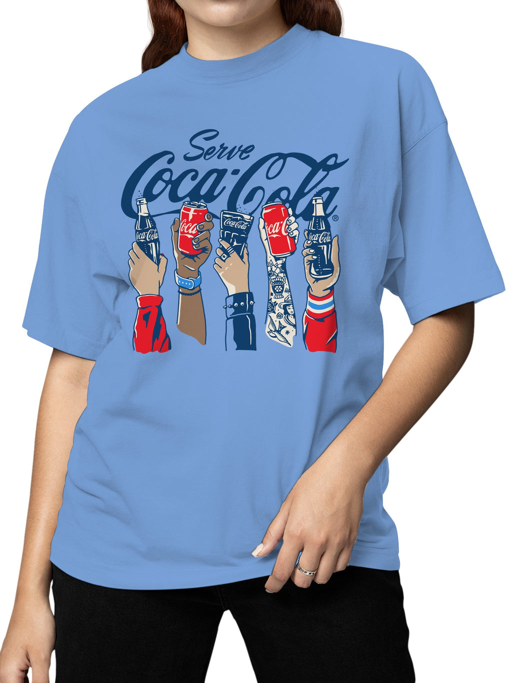 Officially Licensed Coca Cola Celebrate with Coca-Cola Artwork Women's T-shirt