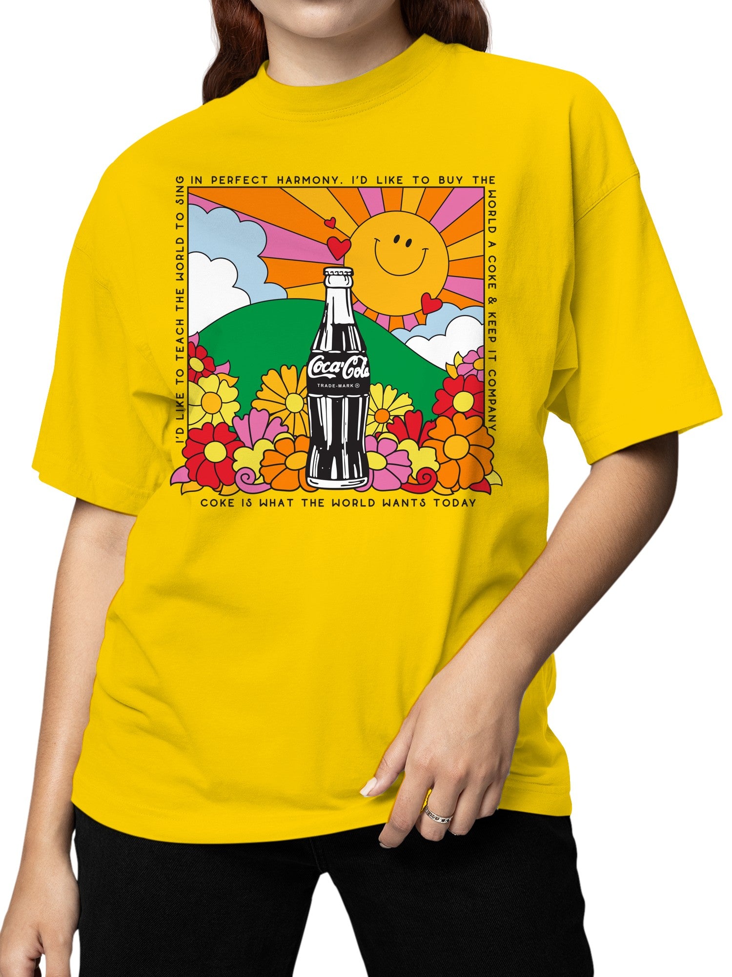 Officially Licensed Coca Cola Harmony Smiley Sun & Coca-Cola Women's T-shirt